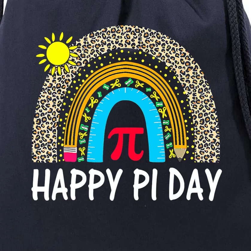 Happy Pi Day Teacher Rainbow Leopard Pi Math Lover 3 14 Pi Drawstring Bag