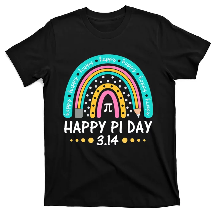 Happy Pi Day Mathematic Math Teacher Gift Rainbow Women Girl T-Shirt