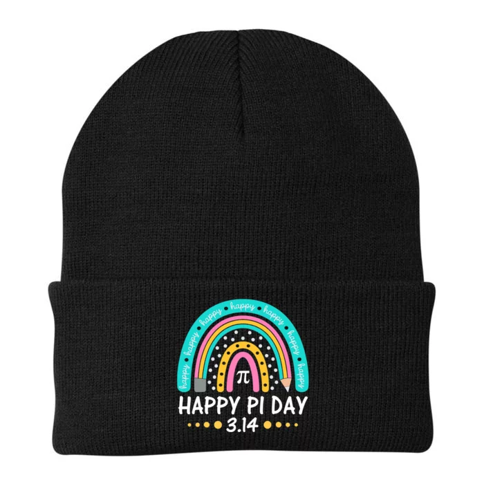 Happy Pi Day Mathematic Math Teacher Gift Rainbow Women Girl Knit Cap Winter Beanie