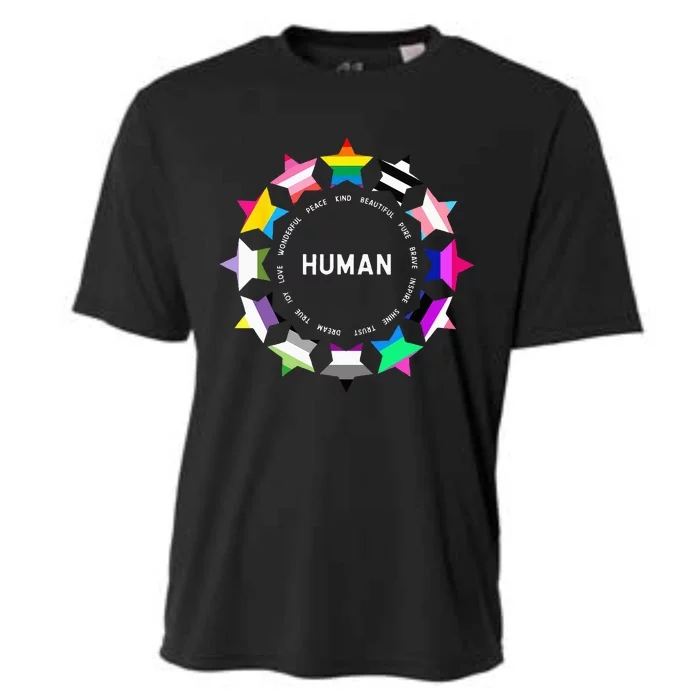 Human Pride Design Human LGBTQ Flag Cooling Performance Crew T-Shirt