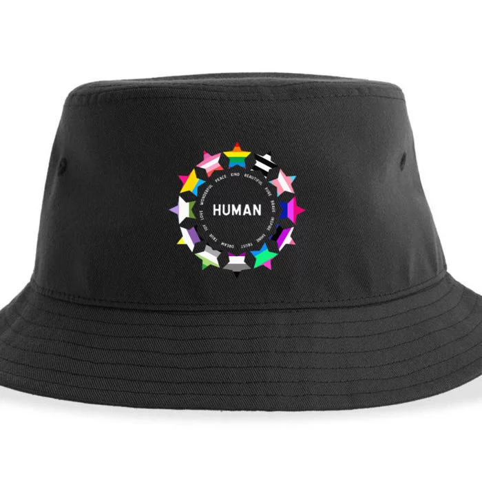 Human Pride Design Human LGBTQ Flag Sustainable Bucket Hat