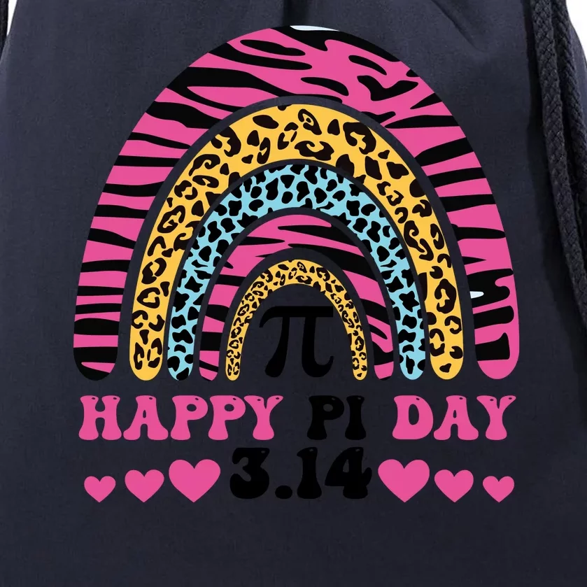 Happy PI Day Leopard Print Drawstring Bag