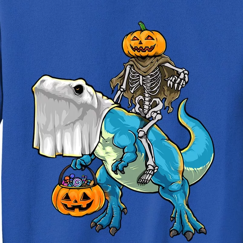 Halloween Pumpkin Dinosaur Skeleton T Rex Gift Tall Sweatshirt