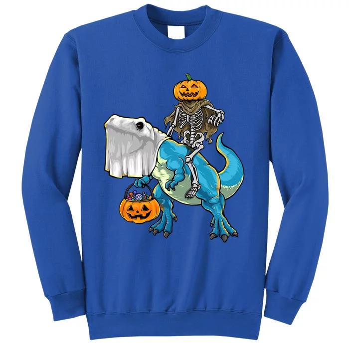 Halloween Pumpkin Dinosaur Skeleton T Rex Gift Tall Sweatshirt