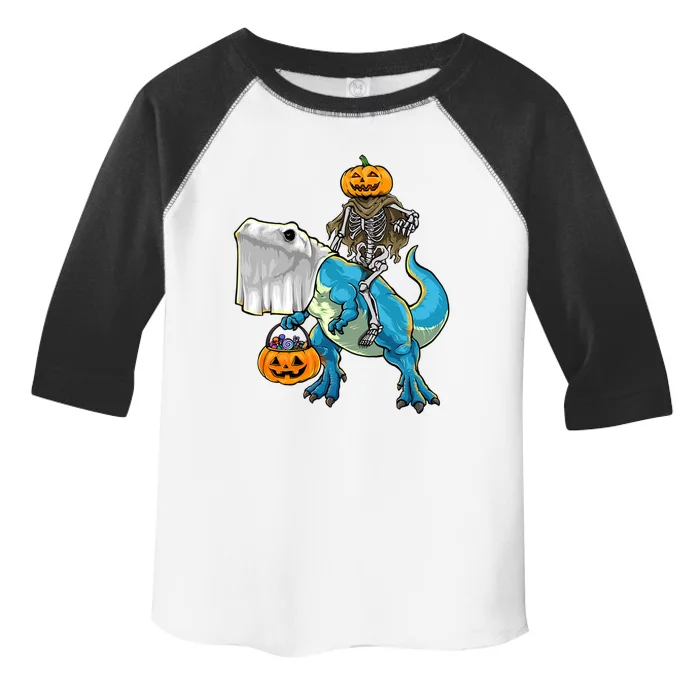 Halloween Pumpkin Dinosaur Skeleton T Rex Gift Toddler Fine Jersey T-Shirt