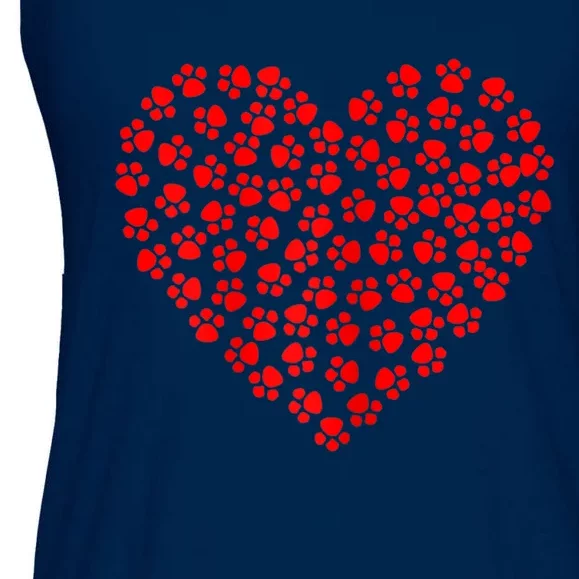 Heart Paw Dog Love Funny Valentines Day Gift For Girls Women Ladies Essential Flowy Tank