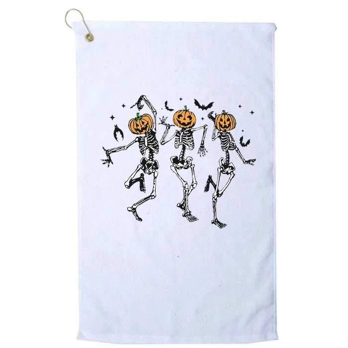 Halloween Pumpkin Dancing Skeleton Costume Platinum Collection Golf Towel