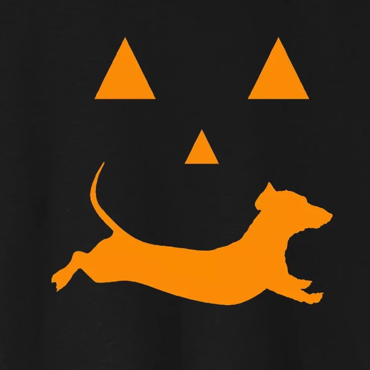 Halloween Pumpkin Dachshund Jackolantern Costume Women's Crop Top Tee