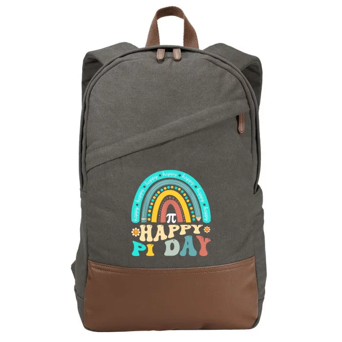 Happy Pi Day Mathematic Math Teacher Gift Rainbow Cotton Canvas Backpack