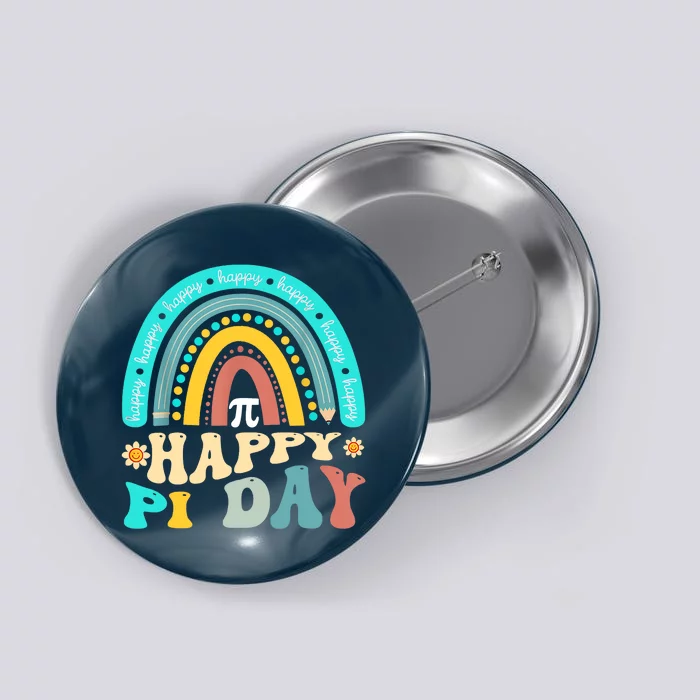 Happy Pi Day Mathematic Math Teacher Gift Rainbow Button