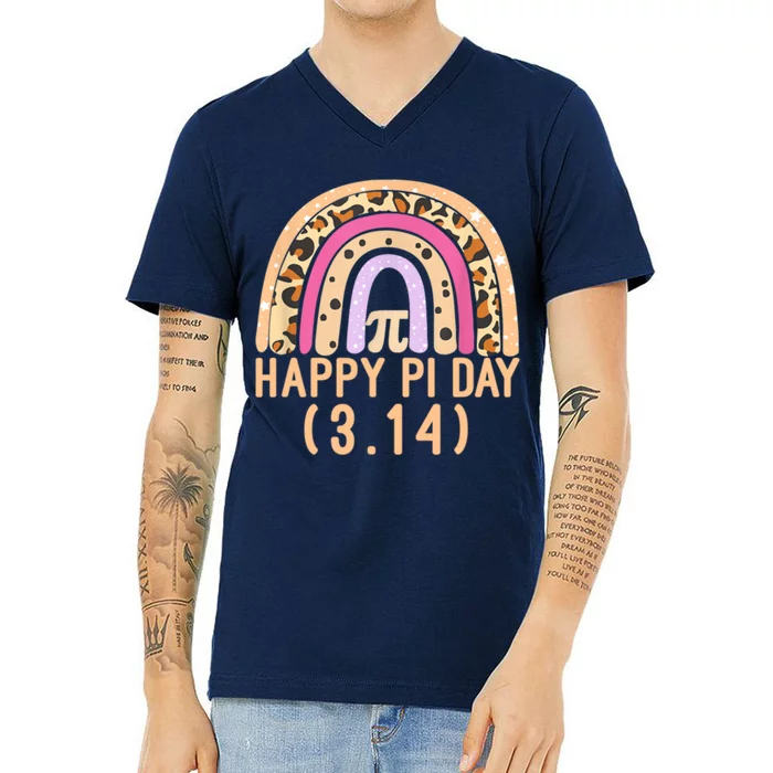 Happy Pi Day Rainbow March 14th V-Neck T-Shirt