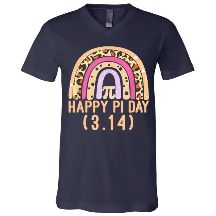 Happy Pi Day Rainbow March 14th V-Neck T-Shirt