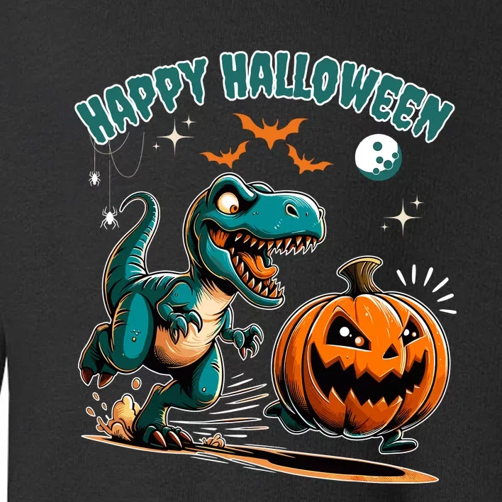 Halloween Pumpkin Dinosaur Funny Trex Design Toddler Sweatshirt