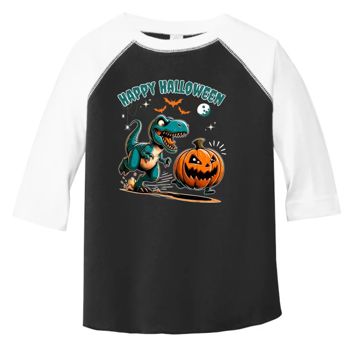 Halloween Pumpkin Dinosaur Funny Trex Design Toddler Fine Jersey T-Shirt