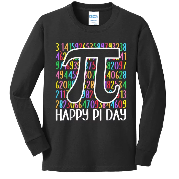 Happy Pi Day Math Teachers Student Professor Pi Day Kids Long Sleeve Shirt