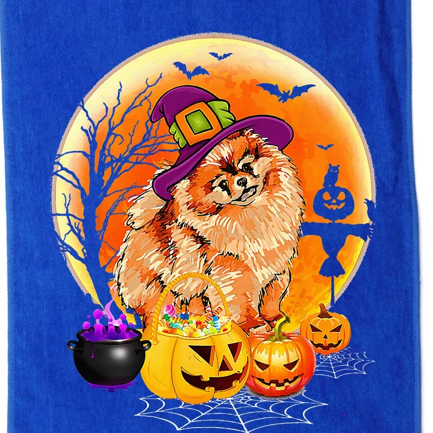 Halloween Pomeranian Dog Moon With Pumpkin Funny Gifts Platinum Collection Golf Towel