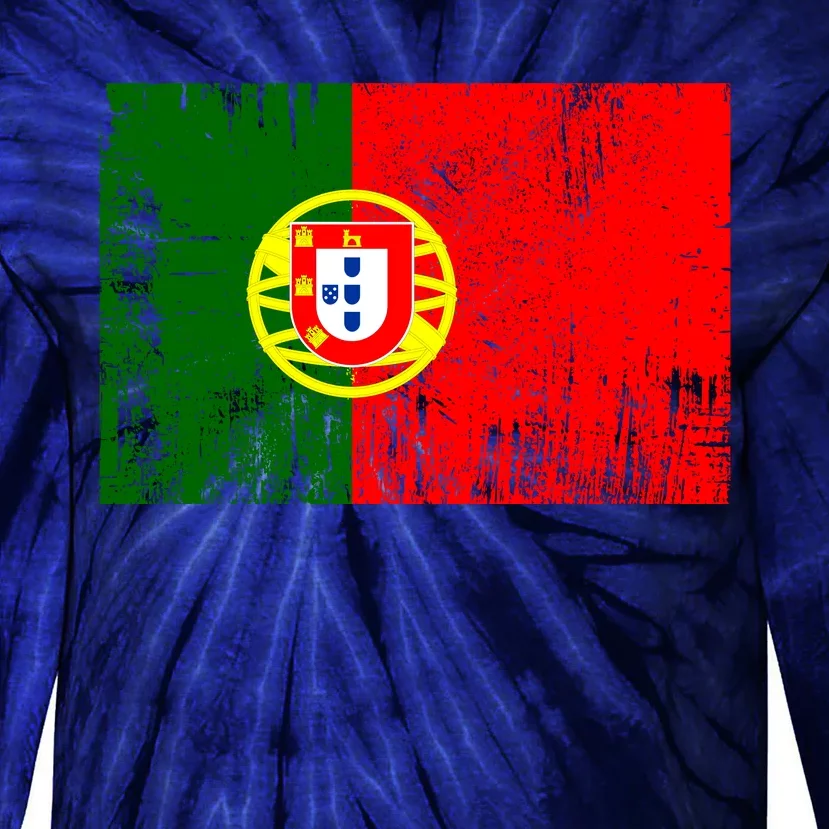 Happy Portugal Day Distressed Portugal Flag Tie-Dye Long Sleeve Shirt