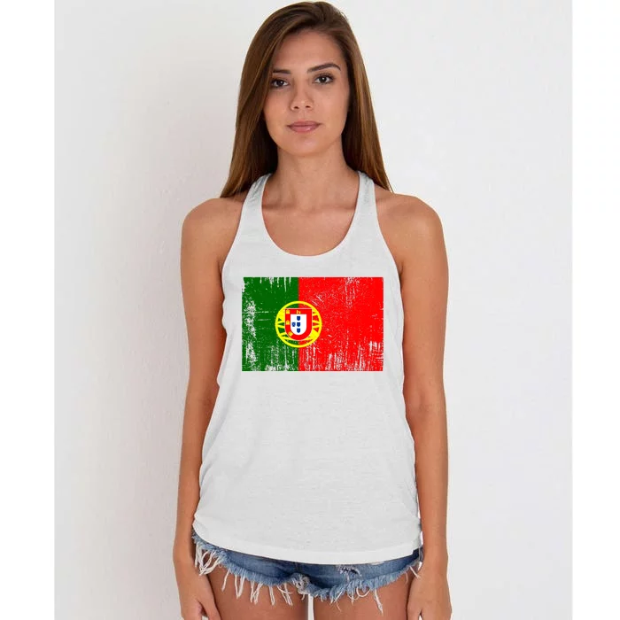 Happy Portugal Day Distressed Portugal Flag Women's Knotted Racerback Tank