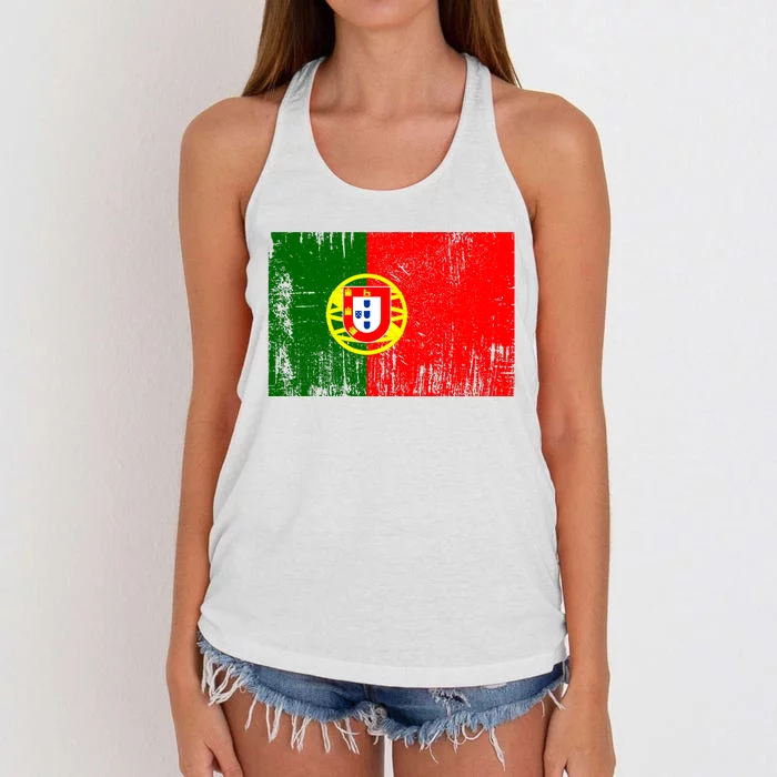 Happy Portugal Day Distressed Portugal Flag Women's Knotted Racerback Tank