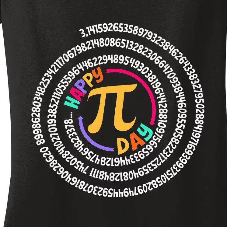 Happy Pi Day 3.14 Mathematic Math Teacher Gift Spiral Pi Day Women's V-Neck T-Shirt