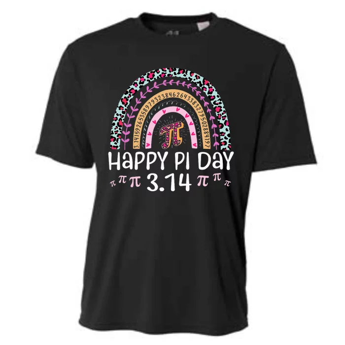 Happy Pi Day Mathematic Math Teacher Leopard Rainbow Cooling Performance Crew T-Shirt