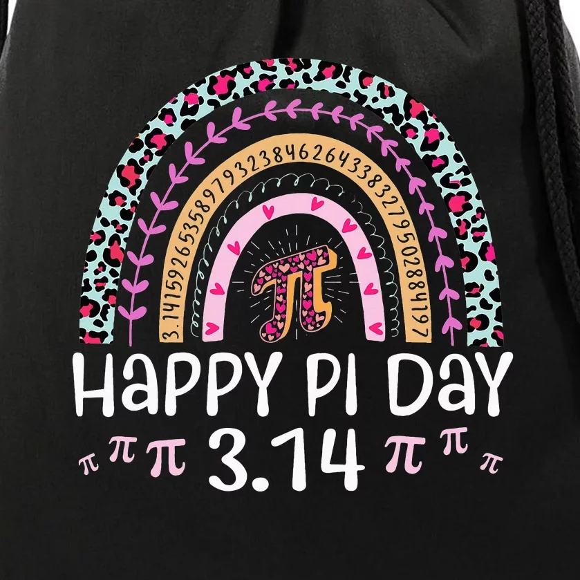 Happy Pi Day Mathematic Math Teacher Leopard Rainbow Drawstring Bag