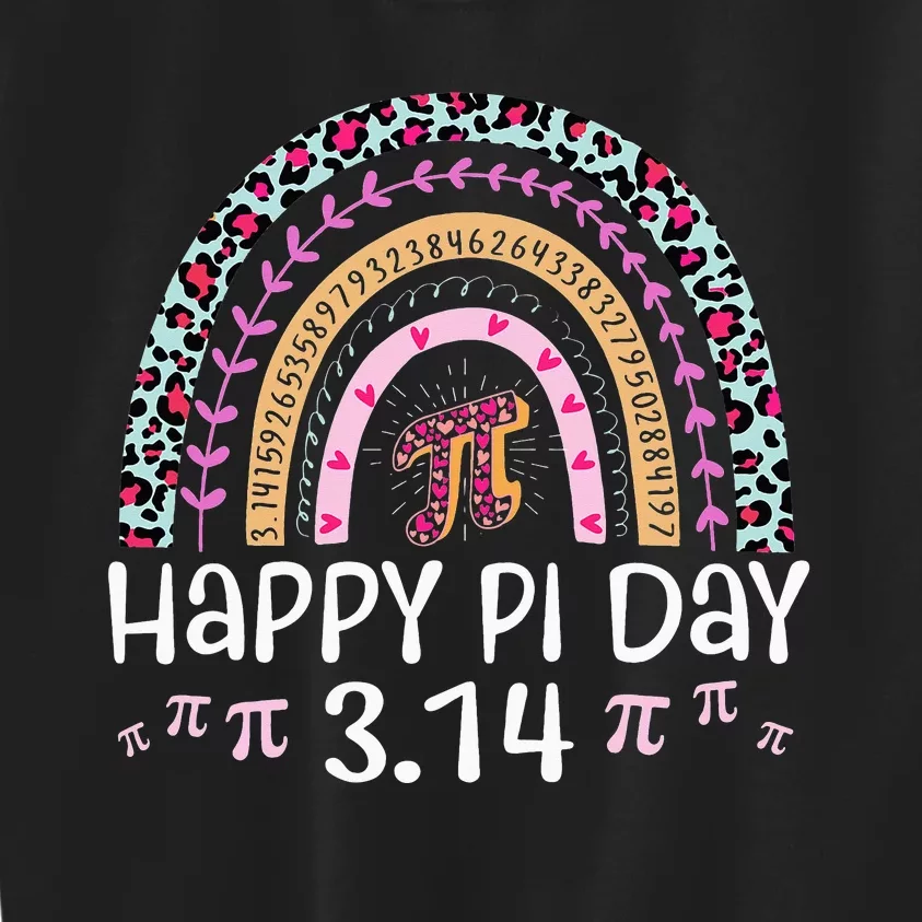 Happy Pi Day Mathematic Math Teacher Leopard Rainbow Kids Sweatshirt