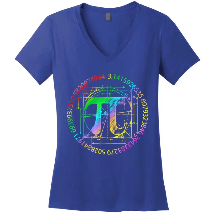 Happy Pi Day Gift 3.14 Pi Mathematic Math Teacher Gift Women's V-Neck T-Shirt