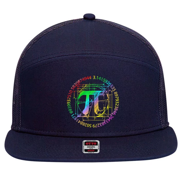 Happy Pi Day Gift 3.14 Pi Mathematic Math Teacher Gift 7 Panel Mesh Trucker Snapback Hat