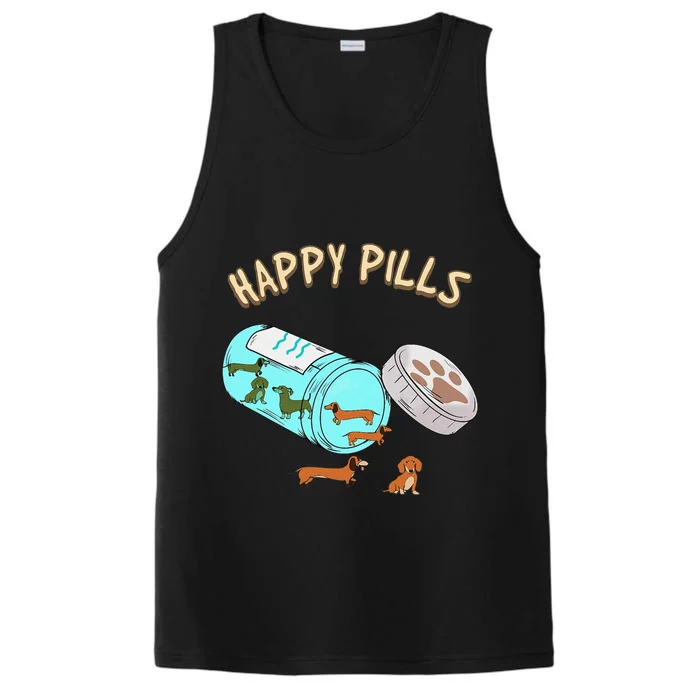 Happy Pills Dachshund Dog Lover Gift Performance Tank