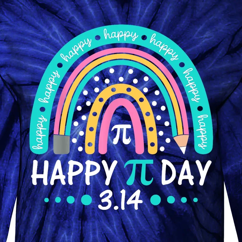 Happy Pi Day Mathematic Math Teacher Gift Rainbow Tie-Dye Long Sleeve Shirt