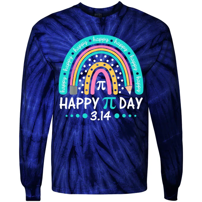 Happy Pi Day Mathematic Math Teacher Gift Rainbow Tie-Dye Long Sleeve Shirt