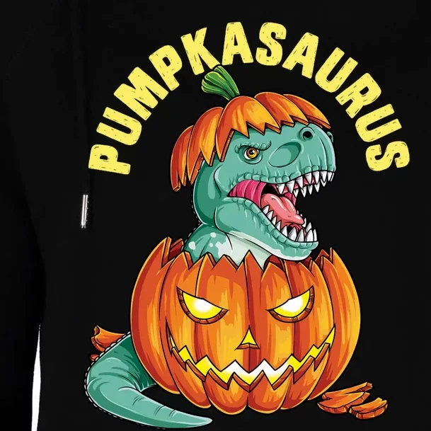 Halloween Pumpkasaurus Dinosaur Pumpkin Funny T Rex Sweat Womens Funnel Neck Pullover Hood