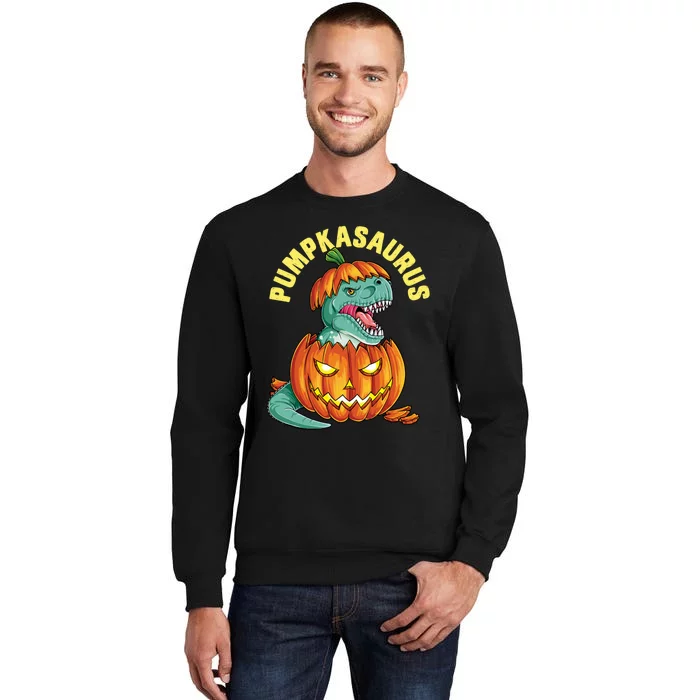 Halloween Pumpkasaurus Dinosaur Pumpkin Funny T Rex Sweat Tall Sweatshirt