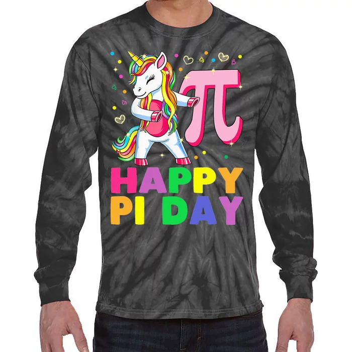 Happy Pi Day 3.14 Cute Math Unicorn Tie-Dye Long Sleeve Shirt