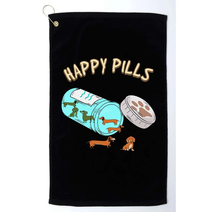 Happy Pills Dachshund Dog Lover Gift Platinum Collection Golf Towel