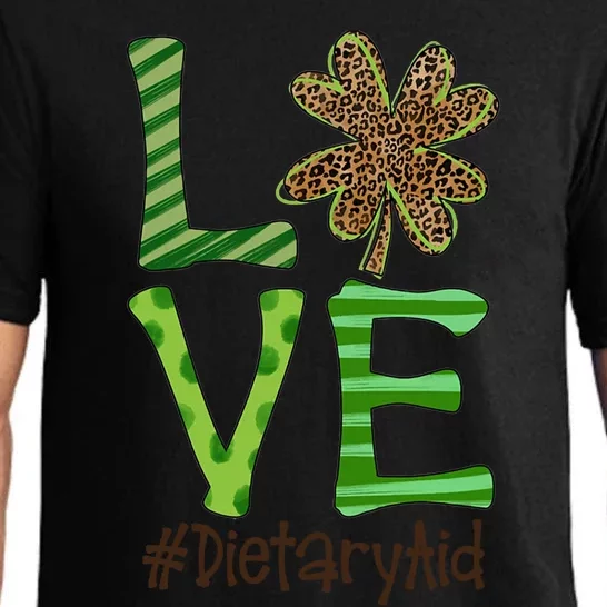 Happy Patrick's Day Love Dietary Aid Nurse Irish And Leopard Gift Pajama Set