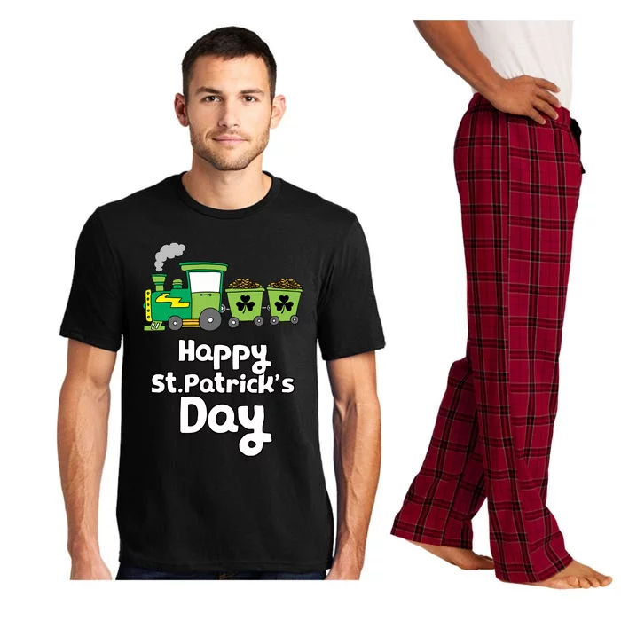 Happy Patrick's Day Cute Train Irish Boy Shamrock Gifts Pajama Set