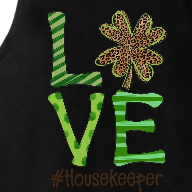 Happy Patrick's Day Love Housekeeper Nurse Irish And Leopard Cool Gift Ladies Tri-Blend Wicking Tank