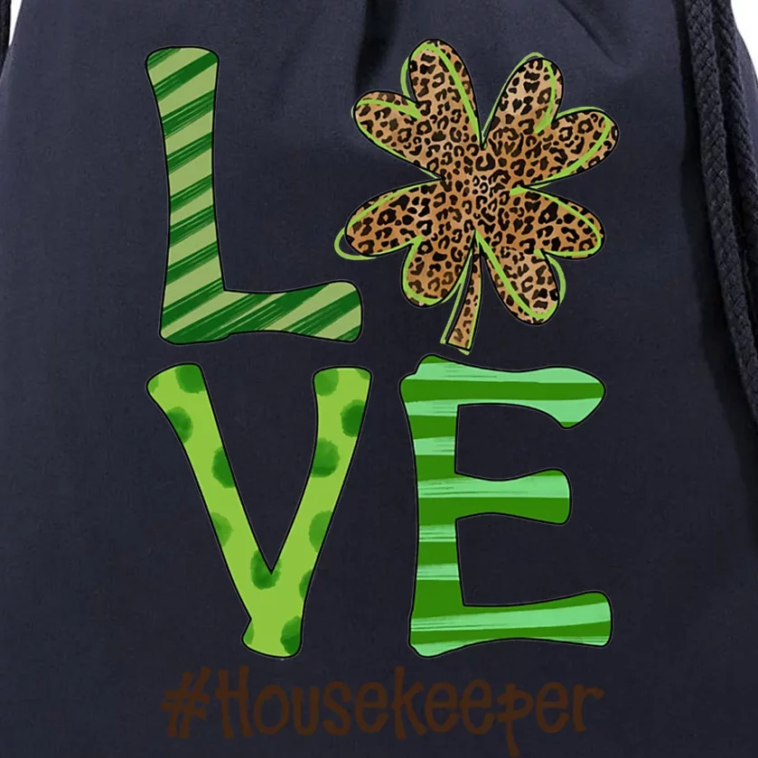 Happy Patrick's Day Love Housekeeper Nurse Irish And Leopard Cool Gift Drawstring Bag