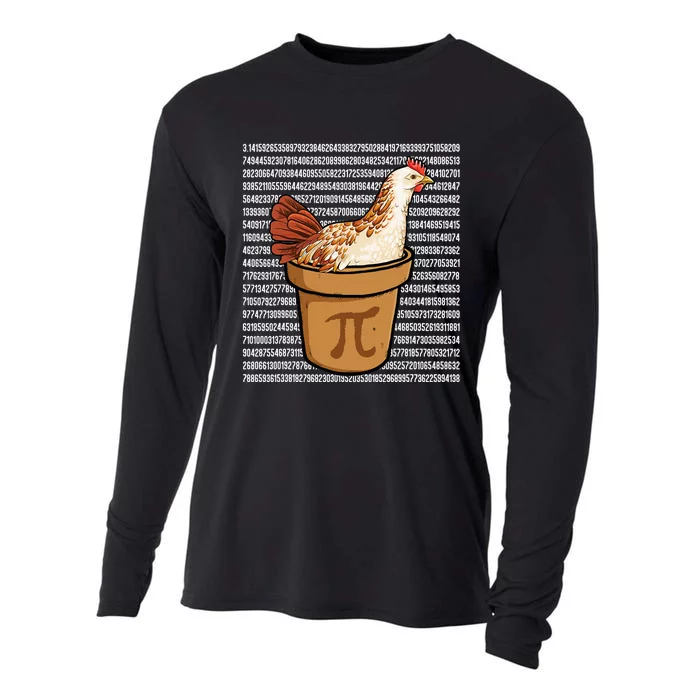 Happy Pi Day Funny Chicken Pot Pie 3 14 Science Math Teacher Cooling Performance Long Sleeve Crew