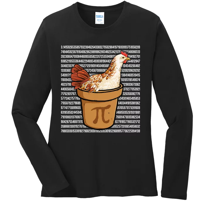 Happy Pi Day Funny Chicken Pot Pie 3 14 Science Math Teacher Ladies Long Sleeve Shirt