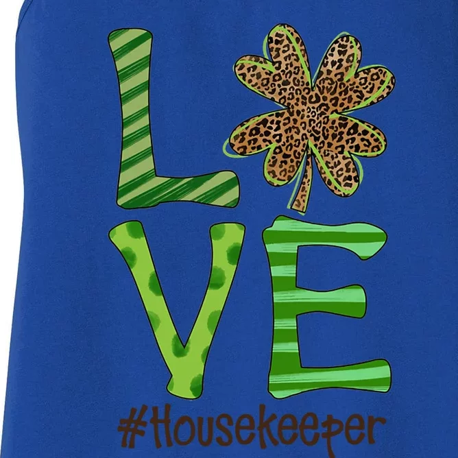 Happy Patrick's Day Love Housekeeper Nurse Irish And Leopard Meaningful Gift Women's Racerback Tank