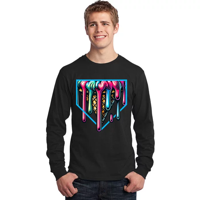 Home Plate Drip Ice Cream Softball & Baseball Tall Long Sleeve T-Shirt