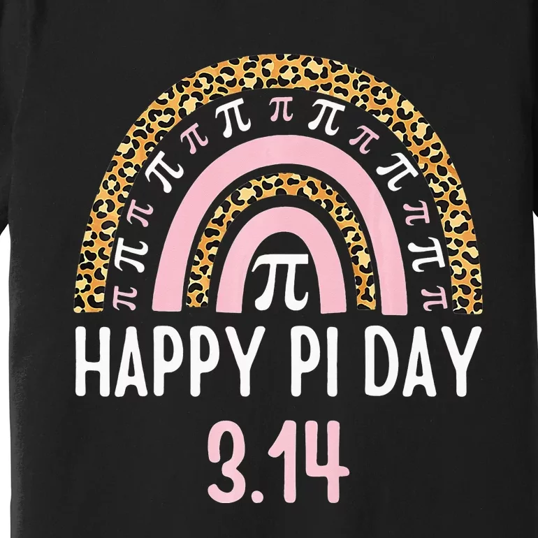 Happy Pi Day Mathematic Math Teacher Gift Leopard Rainbow Premium T-Shirt