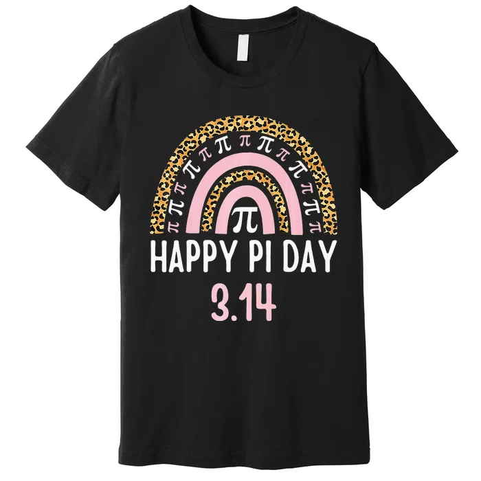 Happy Pi Day Mathematic Math Teacher Gift Leopard Rainbow Premium T-Shirt