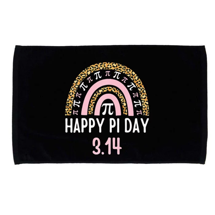 Happy Pi Day Mathematic Math Teacher Gift Leopard Rainbow Microfiber Hand Towel