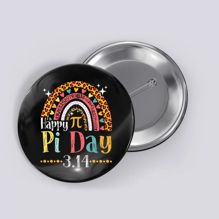 Happy Pi Day Mathematic Math Teacher Gifts Leopard Rainbow Button