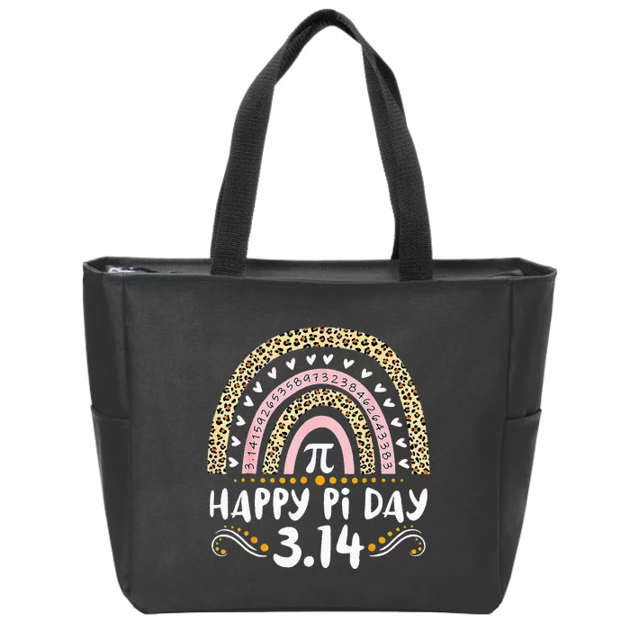 Happy Pi Day Mathematic Math Teacher Gifts Leopard Rainbow Zip Tote Bag