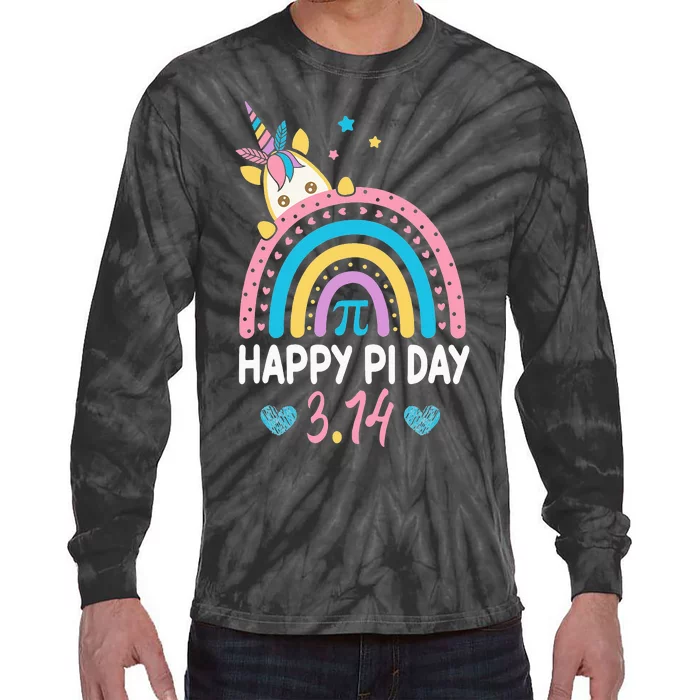 Happy Pi Day Math Teacher School  Rainbow Unicorn Tie-Dye Long Sleeve Shirt